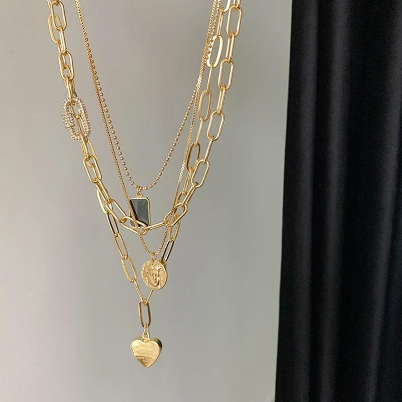 Women's Trombone Necklaces Love Heart Chains Set