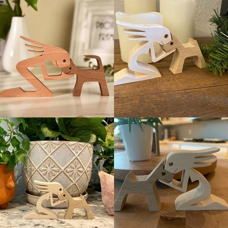 Wooden Pet Carvings Sculpture Table Ornaments