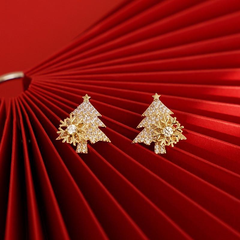 Rotatable Christmas tree earrings