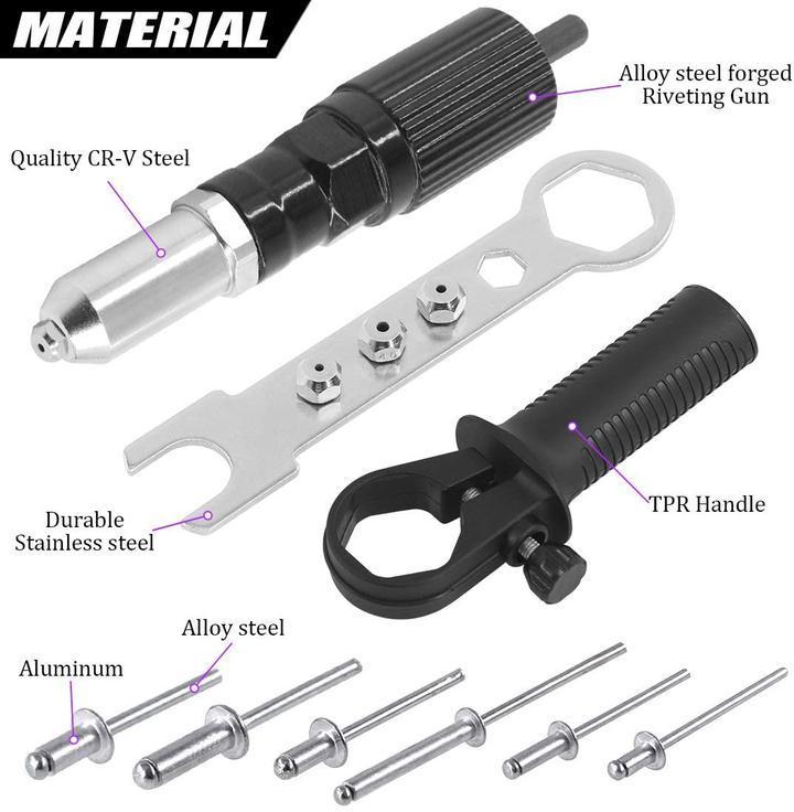 【🔥50% OFF🔥】Professional Rivet Adapter Kit With 4Pcs Different Nozzle Bolts
