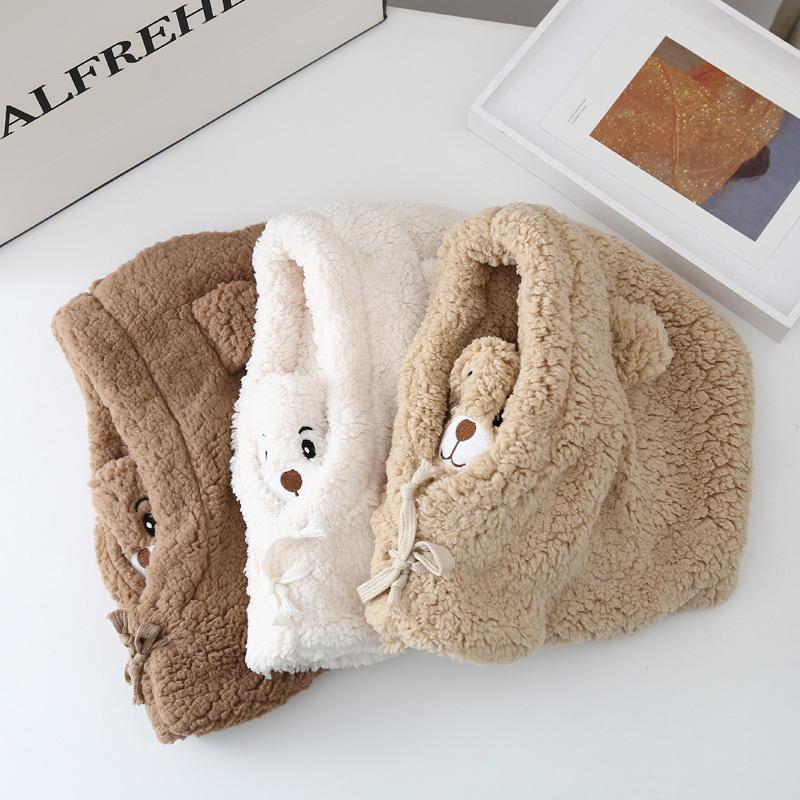 Warm Plush Bear Hat With Face Protection