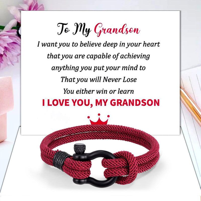 Love You Forever Nautical Braided Rope Bracelet - To My Son/Grandson