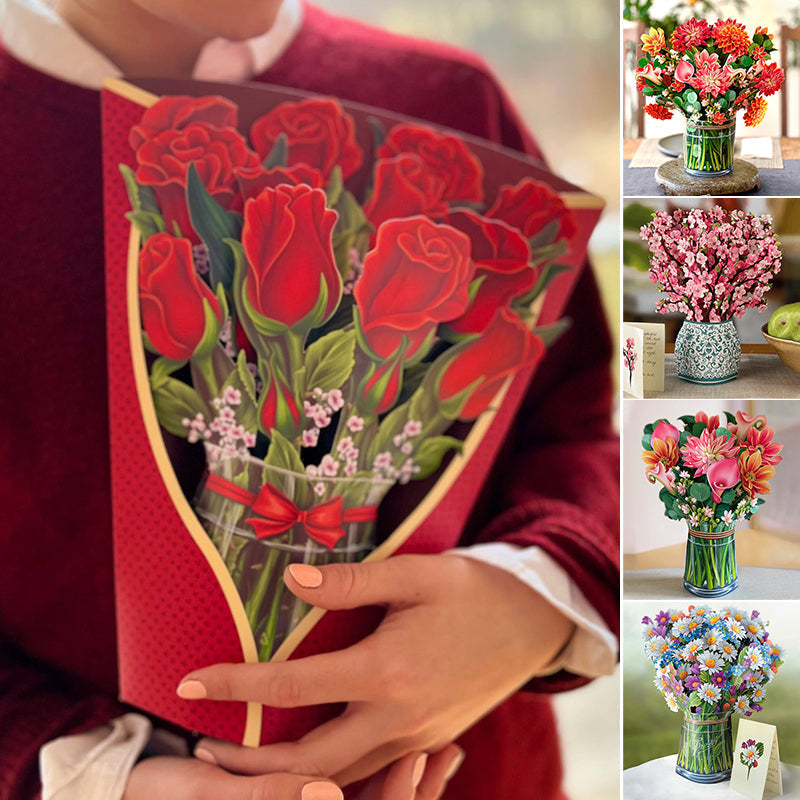 3D Paper Bouquet Card, Pop Up Flower Greeting Cards - 💐Warm Gift