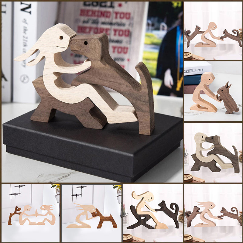 Gift For Pet Lovers - Wood Sculpture Table Ornaments - The Love Between You And Your Fur-Friend