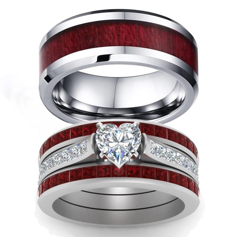 Heart Dia-mond Couple Set Ring