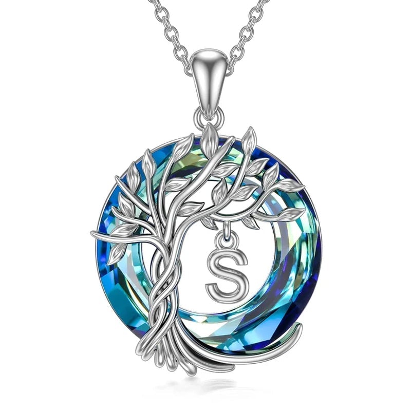 Tree of Life Cry-stal Pendant with initials A-Z