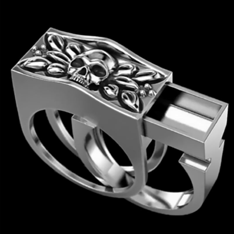 Skull Ring With Hidden Compartment