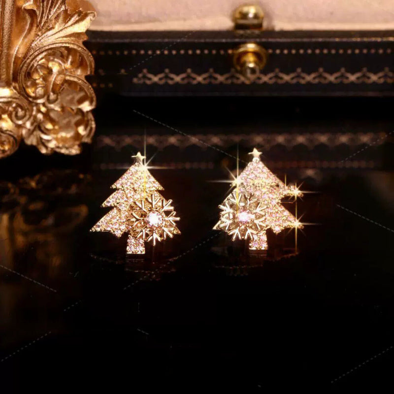 Rotatable Christmas tree earrings