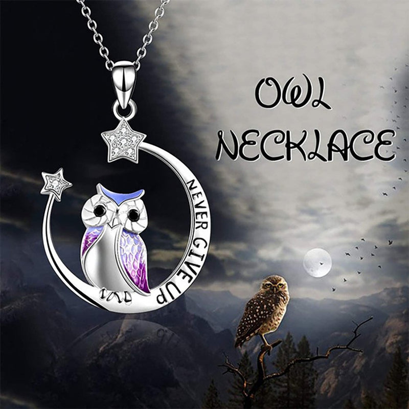 Never Give Up Owl Necklace