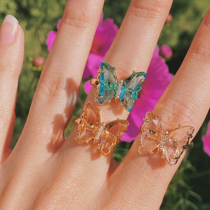 Cry/stal Butterfly Rings for Women