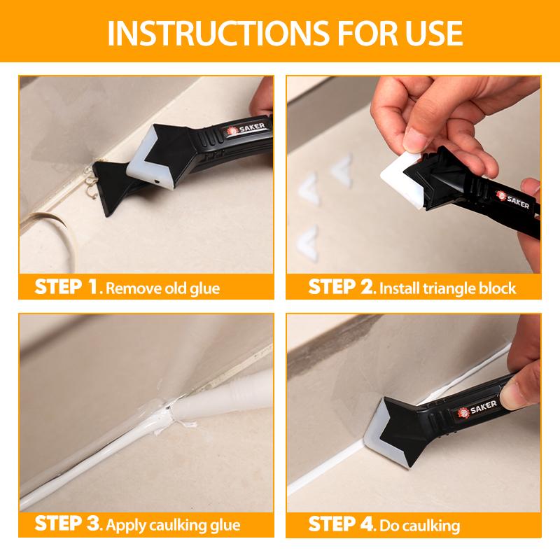 3 in 1 Silicone Caulking Tools, Glass Glue Angle Scraper