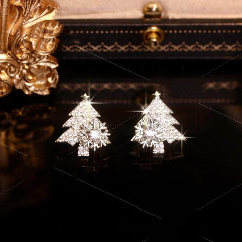 Rotatable Christmas tree earrings