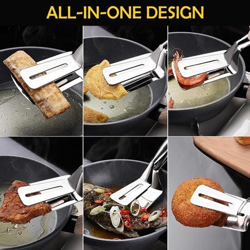 Multifunctional Frying Spatula Steak Clip Double-Sided  Shovel Clip - 304 Stainless Steel