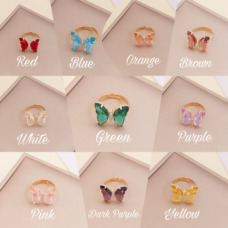 Cry/stal Butterfly Rings for Women